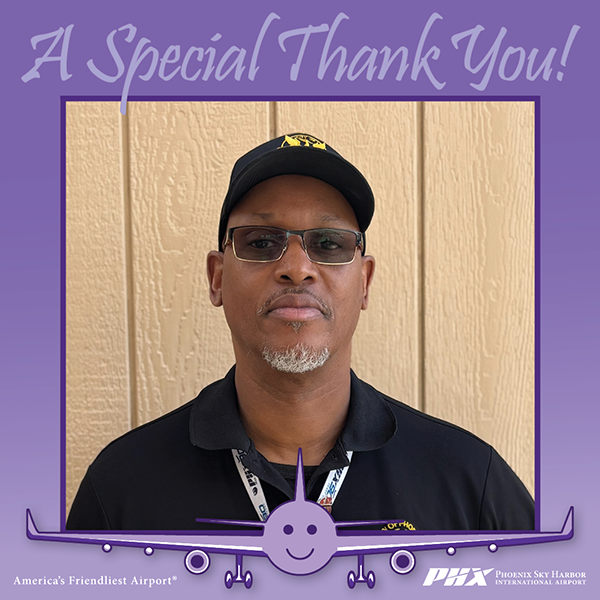A photo of FLY Award recipient Marcus A inside a purple frame that says A Special Thank You