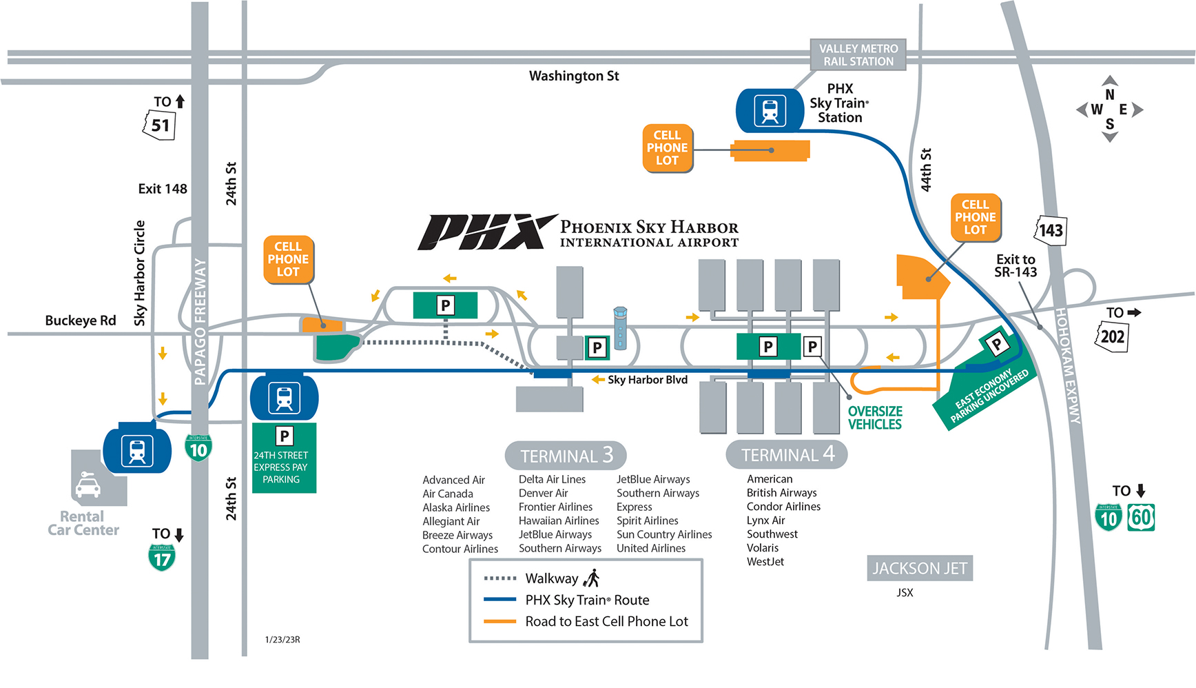 Blueprint map for PHX Sky Harbor International Airport