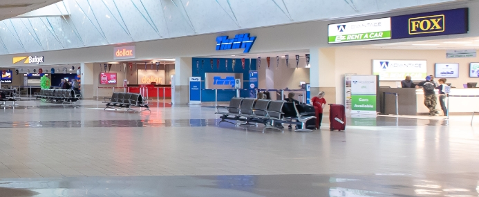 Rental Car desks at Sky Harbor Airport.