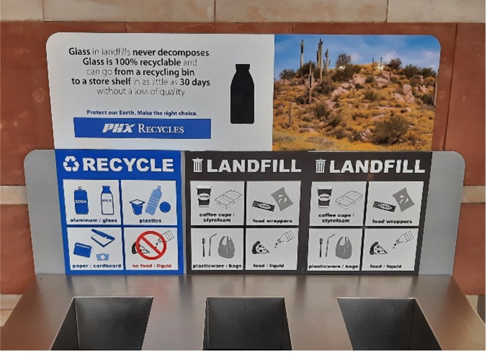 waste recycling station at PHX Sky Harbor International Airport