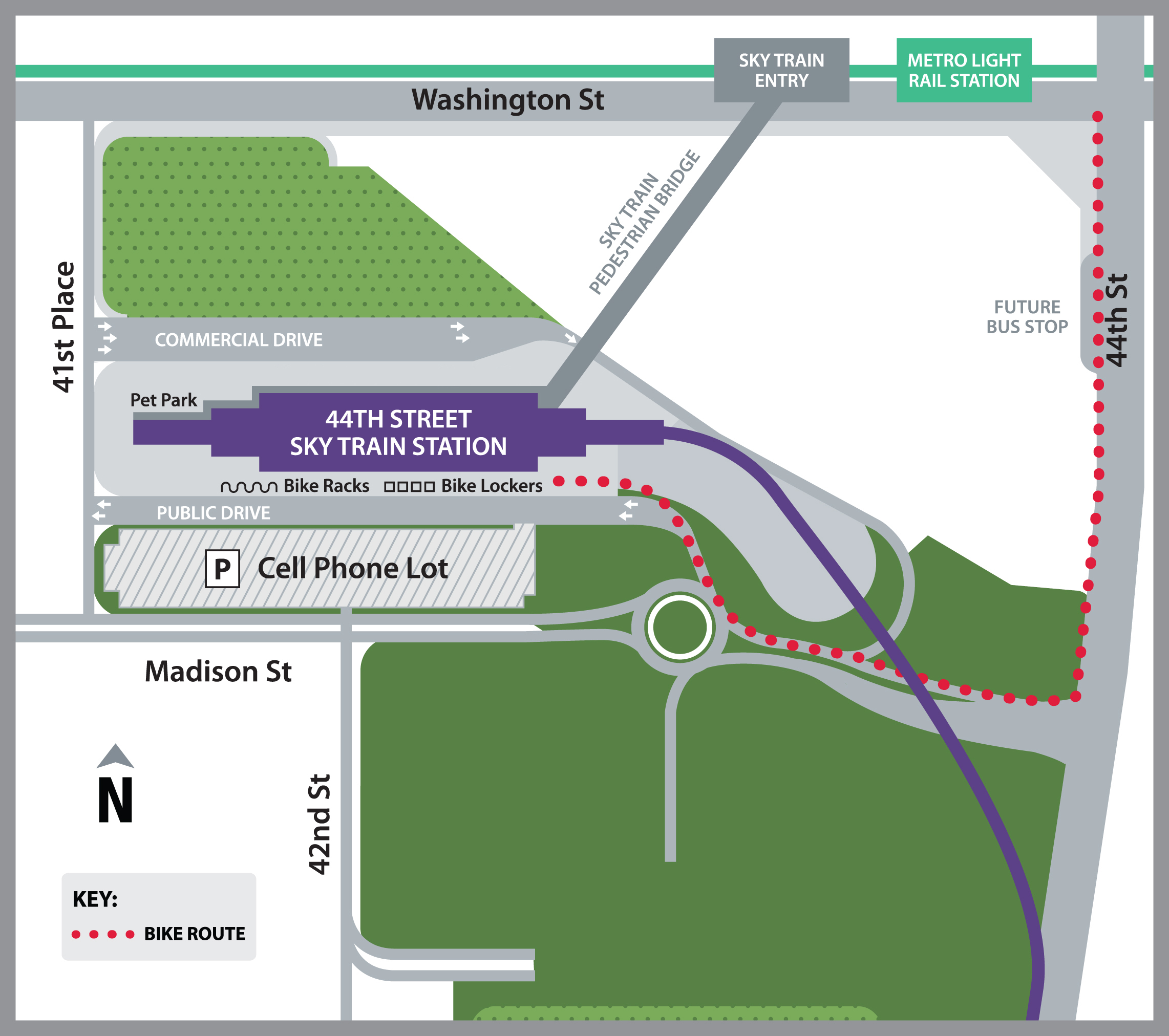 44th Street Station features bike racks map at PHX Sky Harbor International Airport